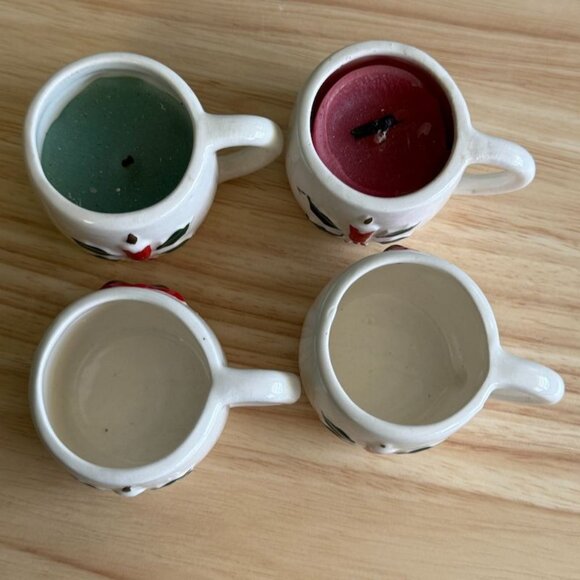Vintage Capri of Phila Christmas Mini Candle Holder Mugs Holiday Designs 1950's - Picture 6 of 9